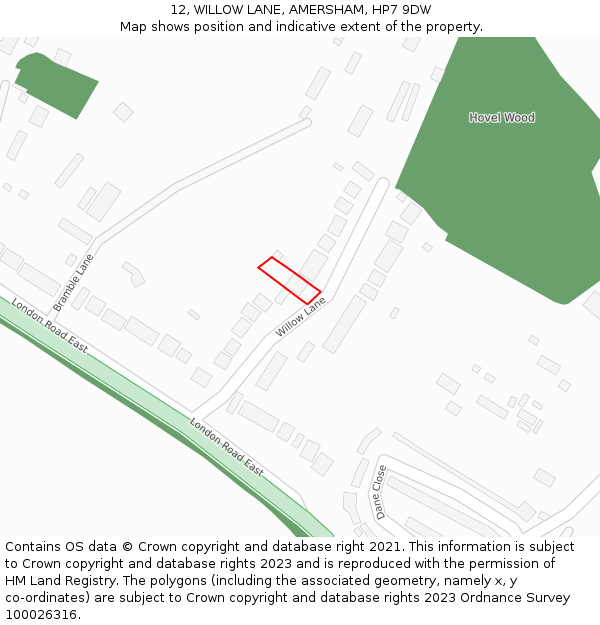 12, WILLOW LANE, AMERSHAM, HP7 9DW: Location map and indicative extent of plot