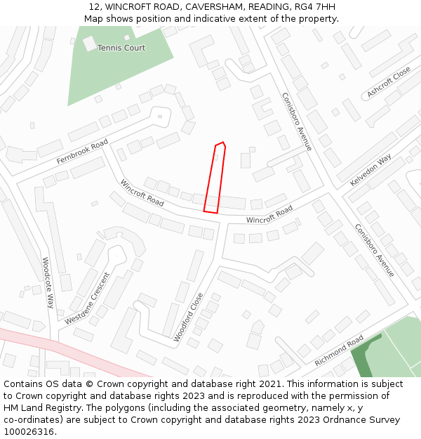 12, WINCROFT ROAD, CAVERSHAM, READING, RG4 7HH: Location map and indicative extent of plot