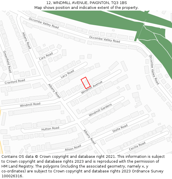 12, WINDMILL AVENUE, PAIGNTON, TQ3 1BS: Location map and indicative extent of plot