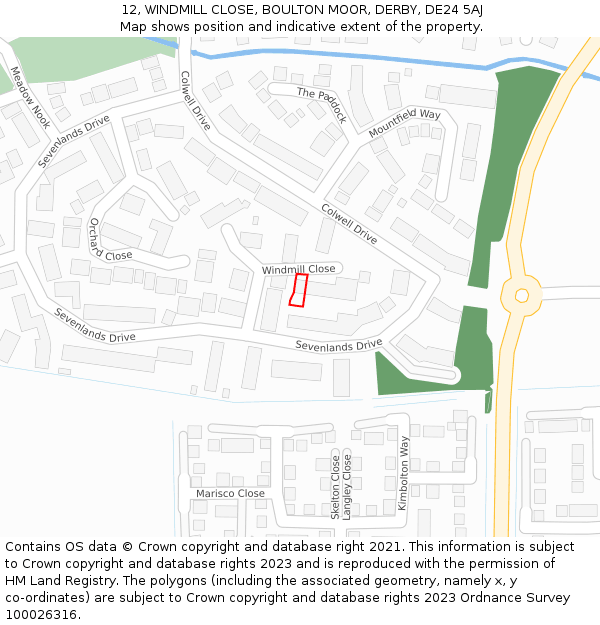 12, WINDMILL CLOSE, BOULTON MOOR, DERBY, DE24 5AJ: Location map and indicative extent of plot