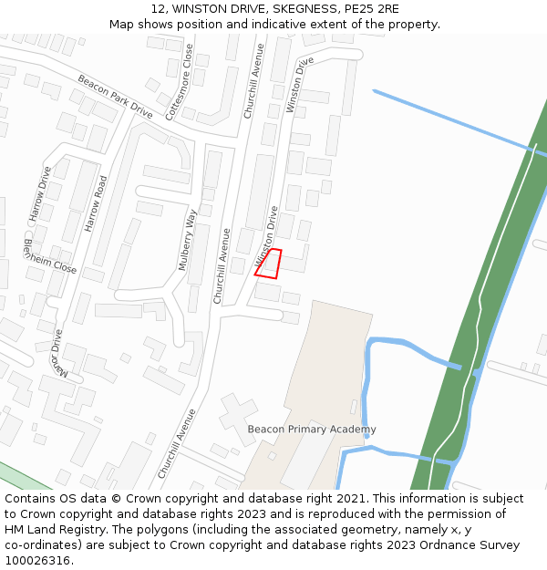 12, WINSTON DRIVE, SKEGNESS, PE25 2RE: Location map and indicative extent of plot