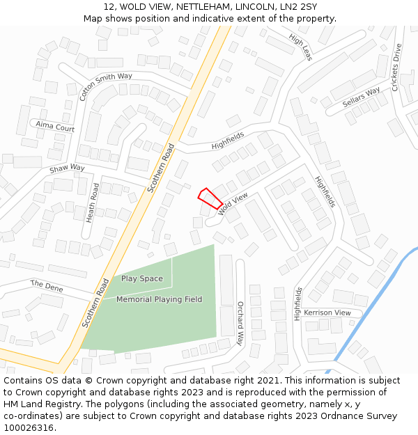 12, WOLD VIEW, NETTLEHAM, LINCOLN, LN2 2SY: Location map and indicative extent of plot