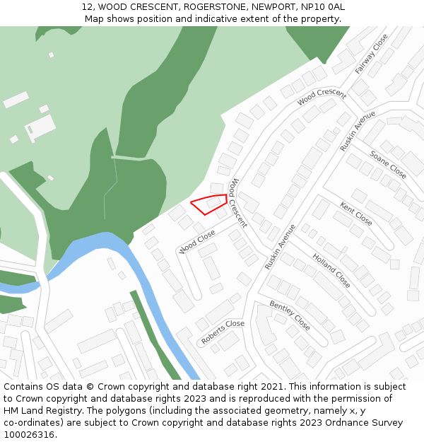 12, WOOD CRESCENT, ROGERSTONE, NEWPORT, NP10 0AL: Location map and indicative extent of plot