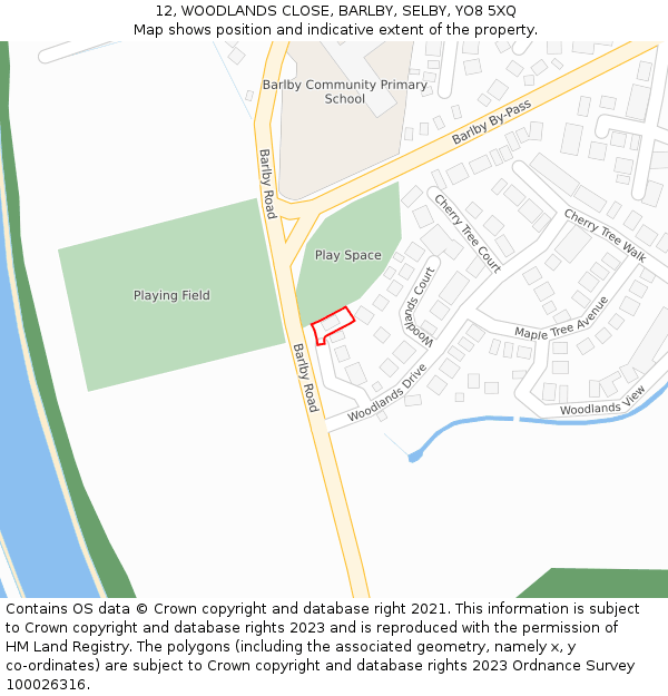 12, WOODLANDS CLOSE, BARLBY, SELBY, YO8 5XQ: Location map and indicative extent of plot