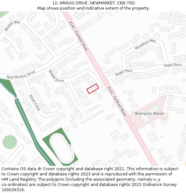 12, WRAGG DRIVE, NEWMARKET, CB8 7SD: Location map and indicative extent of plot