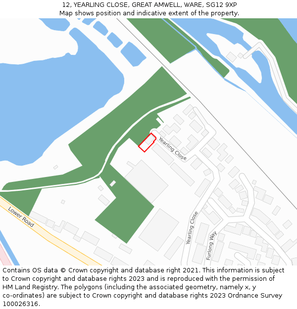12, YEARLING CLOSE, GREAT AMWELL, WARE, SG12 9XP: Location map and indicative extent of plot