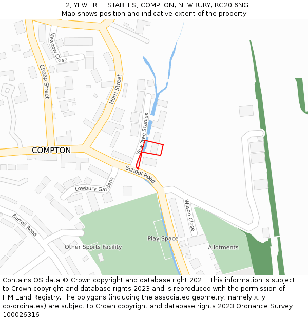12, YEW TREE STABLES, COMPTON, NEWBURY, RG20 6NG: Location map and indicative extent of plot