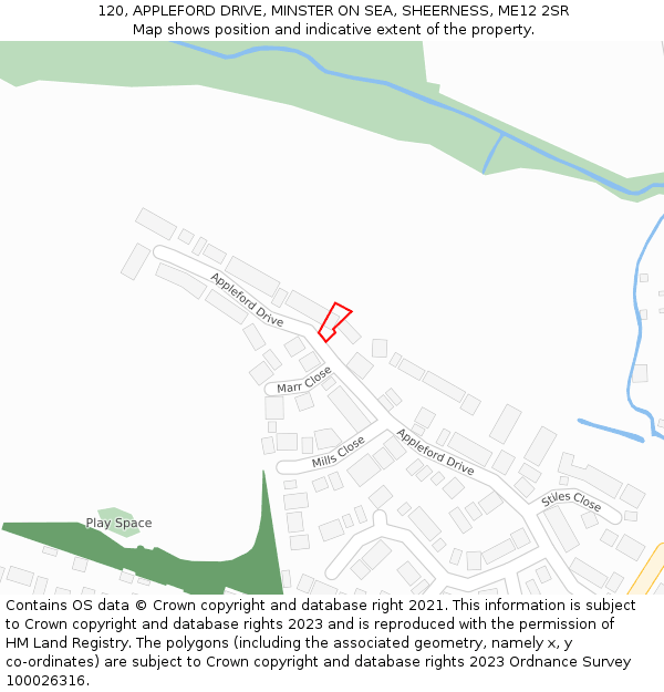 120, APPLEFORD DRIVE, MINSTER ON SEA, SHEERNESS, ME12 2SR: Location map and indicative extent of plot