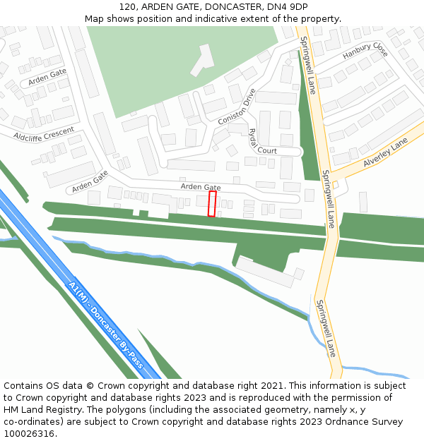 120, ARDEN GATE, DONCASTER, DN4 9DP: Location map and indicative extent of plot