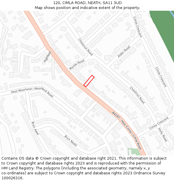 120, CIMLA ROAD, NEATH, SA11 3UD: Location map and indicative extent of plot