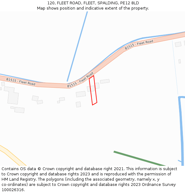 120, FLEET ROAD, FLEET, SPALDING, PE12 8LD: Location map and indicative extent of plot