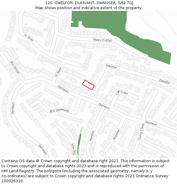 120, GWELFOR, DUNVANT, SWANSEA, SA2 7QJ: Location map and indicative extent of plot