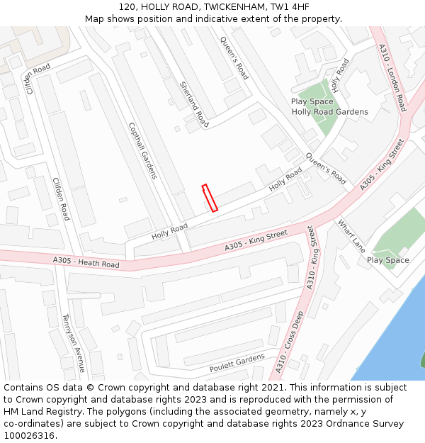 120, HOLLY ROAD, TWICKENHAM, TW1 4HF: Location map and indicative extent of plot