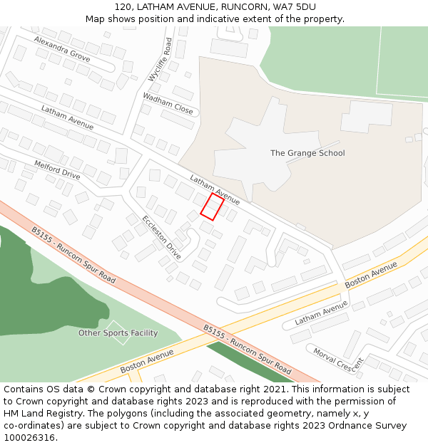 120, LATHAM AVENUE, RUNCORN, WA7 5DU: Location map and indicative extent of plot