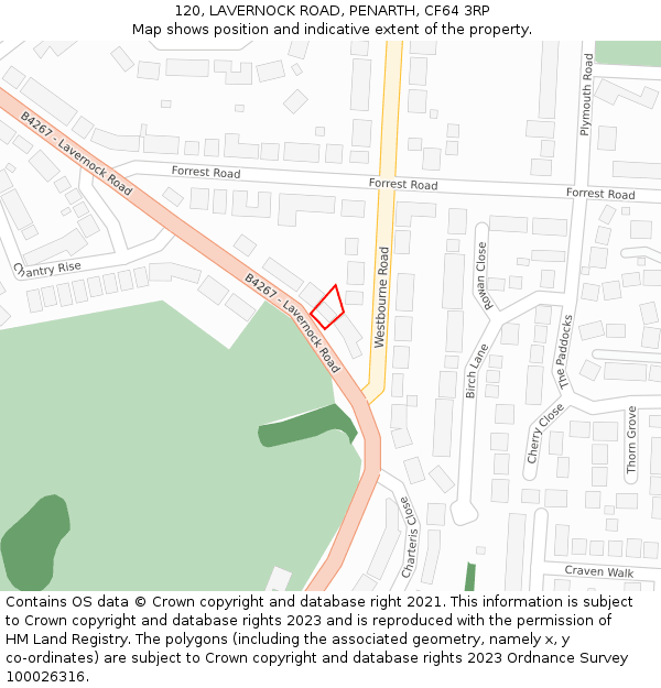 120, LAVERNOCK ROAD, PENARTH, CF64 3RP: Location map and indicative extent of plot