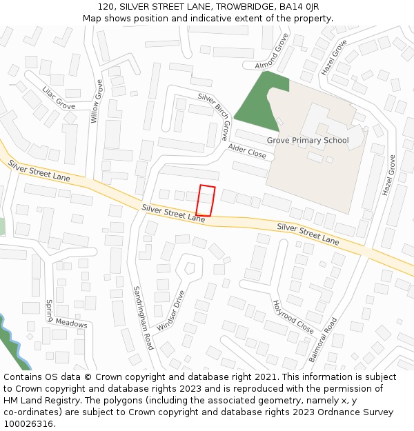 120, SILVER STREET LANE, TROWBRIDGE, BA14 0JR: Location map and indicative extent of plot