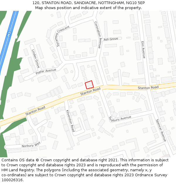 120, STANTON ROAD, SANDIACRE, NOTTINGHAM, NG10 5EP: Location map and indicative extent of plot