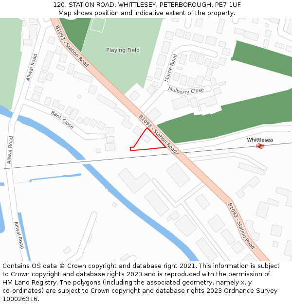 120, STATION ROAD, WHITTLESEY, PETERBOROUGH, PE7 1UF: Location map and indicative extent of plot