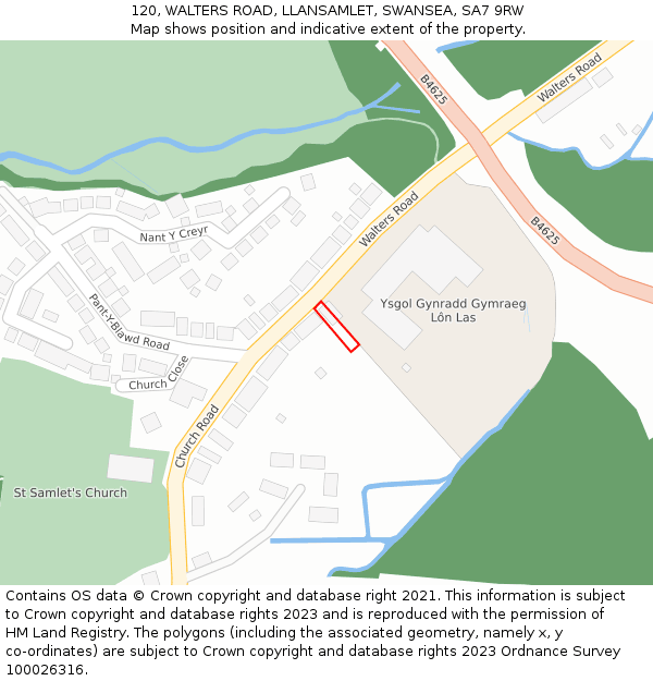 120, WALTERS ROAD, LLANSAMLET, SWANSEA, SA7 9RW: Location map and indicative extent of plot