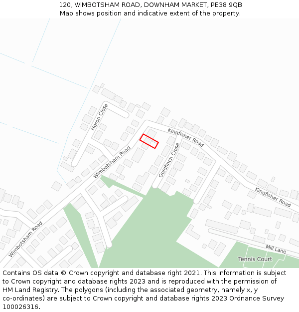 120, WIMBOTSHAM ROAD, DOWNHAM MARKET, PE38 9QB: Location map and indicative extent of plot