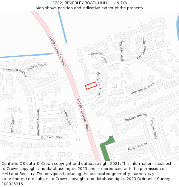 1202, BEVERLEY ROAD, HULL, HU6 7YA: Location map and indicative extent of plot