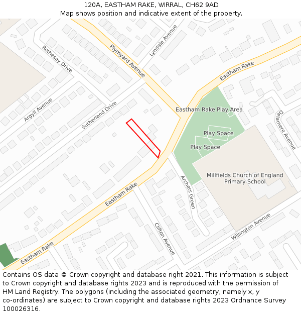 120A, EASTHAM RAKE, WIRRAL, CH62 9AD: Location map and indicative extent of plot