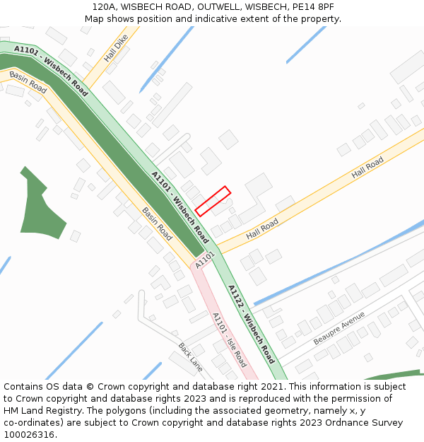 120A, WISBECH ROAD, OUTWELL, WISBECH, PE14 8PF: Location map and indicative extent of plot