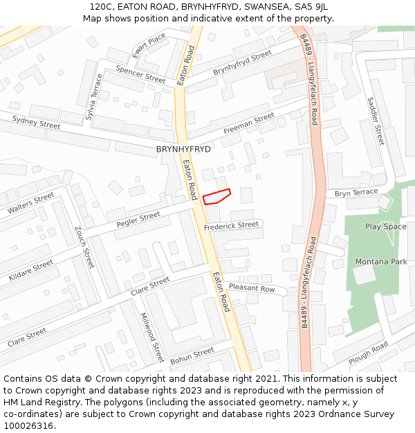 120C, EATON ROAD, BRYNHYFRYD, SWANSEA, SA5 9JL: Location map and indicative extent of plot