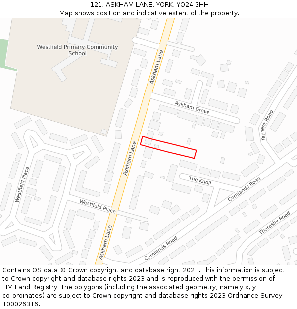 121, ASKHAM LANE, YORK, YO24 3HH: Location map and indicative extent of plot