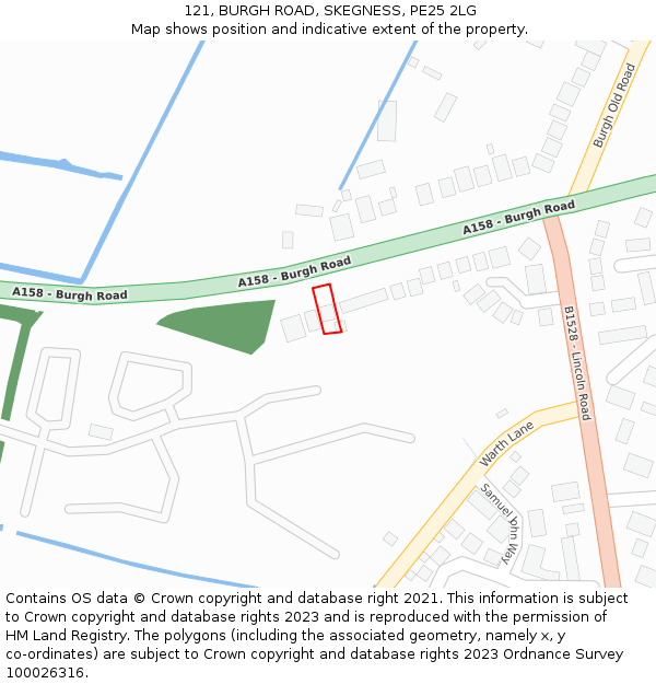 121, BURGH ROAD, SKEGNESS, PE25 2LG: Location map and indicative extent of plot