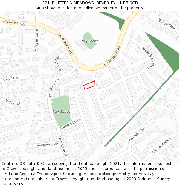 121, BUTTERFLY MEADOWS, BEVERLEY, HU17 9GB: Location map and indicative extent of plot