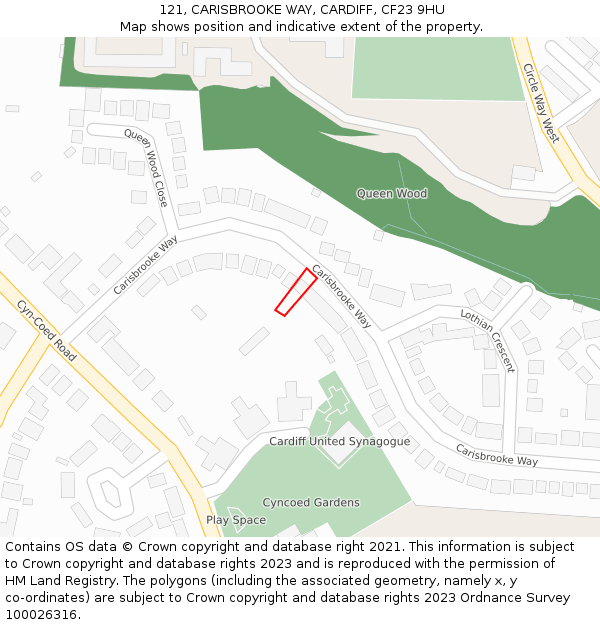 121, CARISBROOKE WAY, CARDIFF, CF23 9HU: Location map and indicative extent of plot