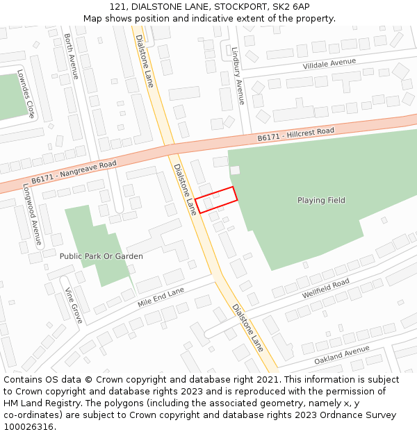 121, DIALSTONE LANE, STOCKPORT, SK2 6AP: Location map and indicative extent of plot