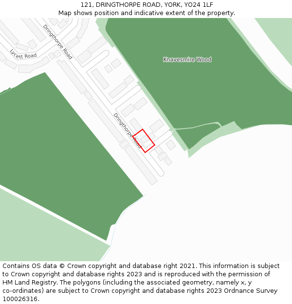 121, DRINGTHORPE ROAD, YORK, YO24 1LF: Location map and indicative extent of plot