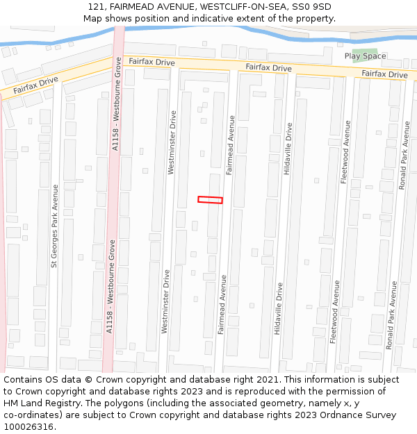 121, FAIRMEAD AVENUE, WESTCLIFF-ON-SEA, SS0 9SD: Location map and indicative extent of plot