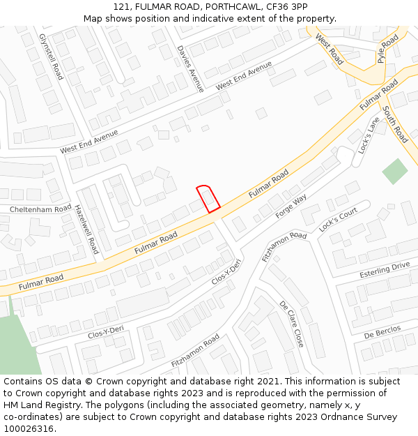 121, FULMAR ROAD, PORTHCAWL, CF36 3PP: Location map and indicative extent of plot