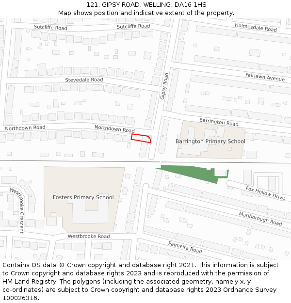 121, GIPSY ROAD, WELLING, DA16 1HS: Location map and indicative extent of plot