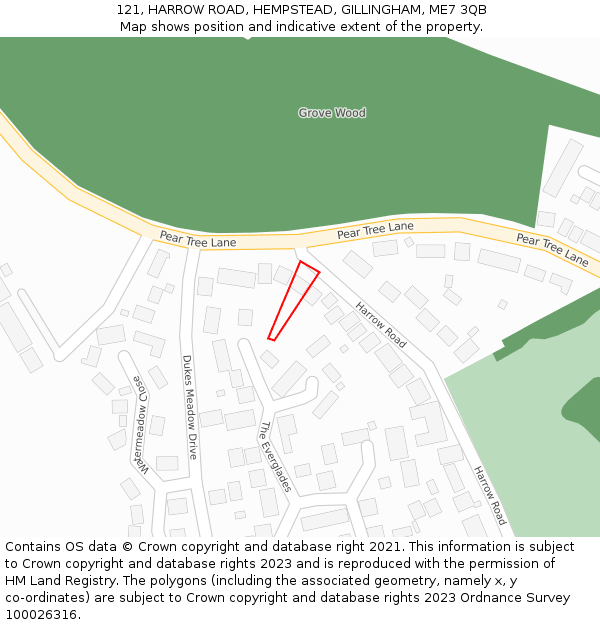121, HARROW ROAD, HEMPSTEAD, GILLINGHAM, ME7 3QB: Location map and indicative extent of plot