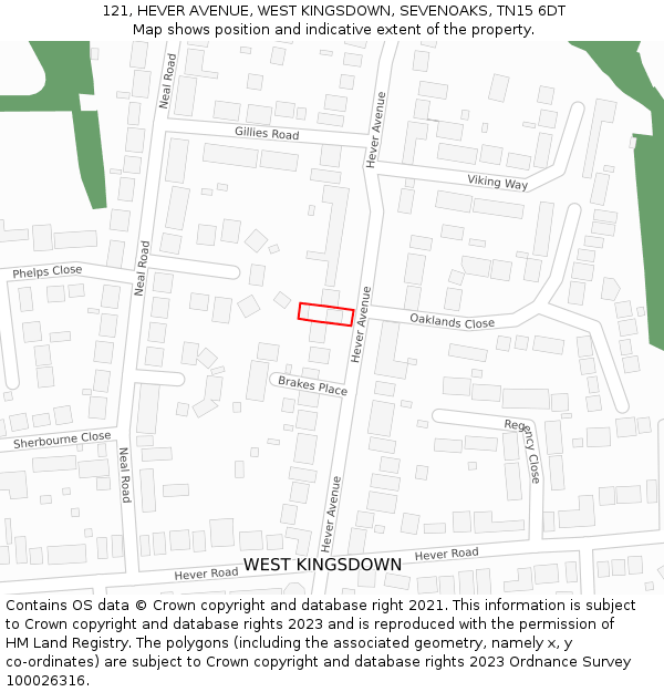 121, HEVER AVENUE, WEST KINGSDOWN, SEVENOAKS, TN15 6DT: Location map and indicative extent of plot