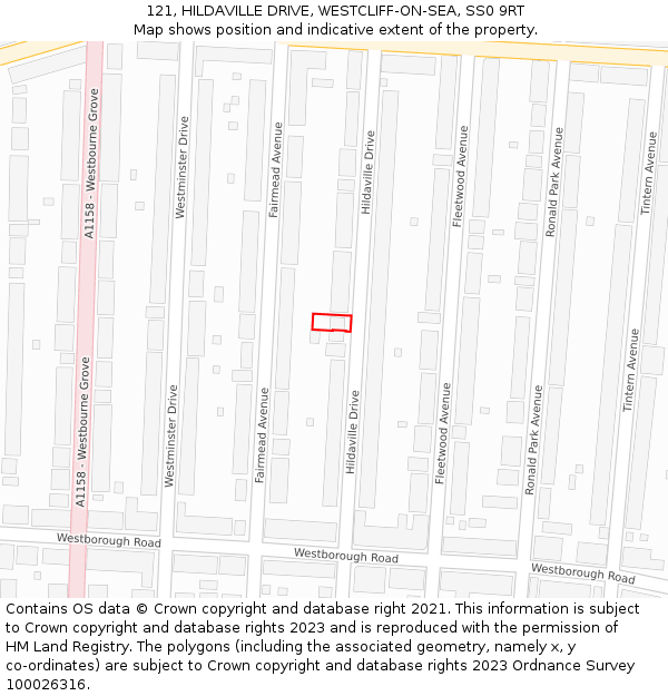 121, HILDAVILLE DRIVE, WESTCLIFF-ON-SEA, SS0 9RT: Location map and indicative extent of plot