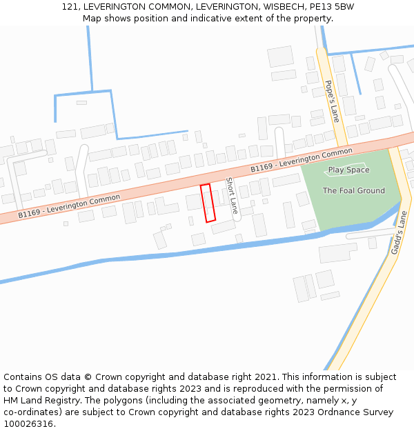 121, LEVERINGTON COMMON, LEVERINGTON, WISBECH, PE13 5BW: Location map and indicative extent of plot