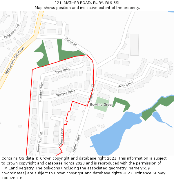 121, MATHER ROAD, BURY, BL9 6SL: Location map and indicative extent of plot