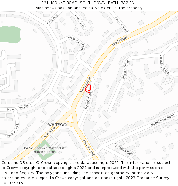 121, MOUNT ROAD, SOUTHDOWN, BATH, BA2 1NH: Location map and indicative extent of plot