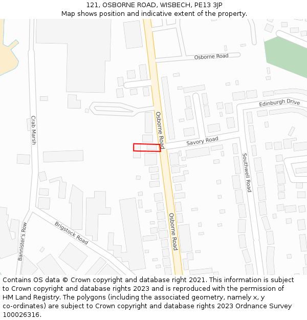 121, OSBORNE ROAD, WISBECH, PE13 3JP: Location map and indicative extent of plot