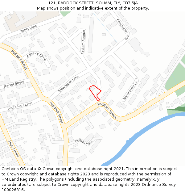 121, PADDOCK STREET, SOHAM, ELY, CB7 5JA: Location map and indicative extent of plot