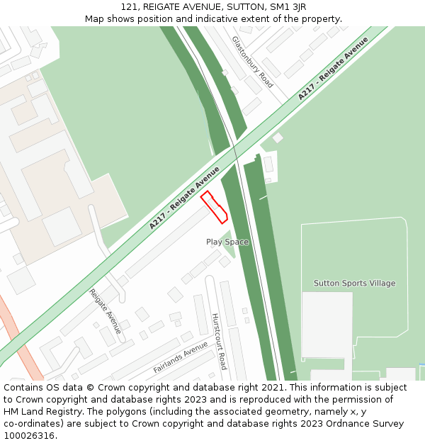 121, REIGATE AVENUE, SUTTON, SM1 3JR: Location map and indicative extent of plot