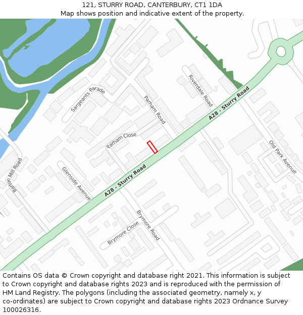 121, STURRY ROAD, CANTERBURY, CT1 1DA: Location map and indicative extent of plot