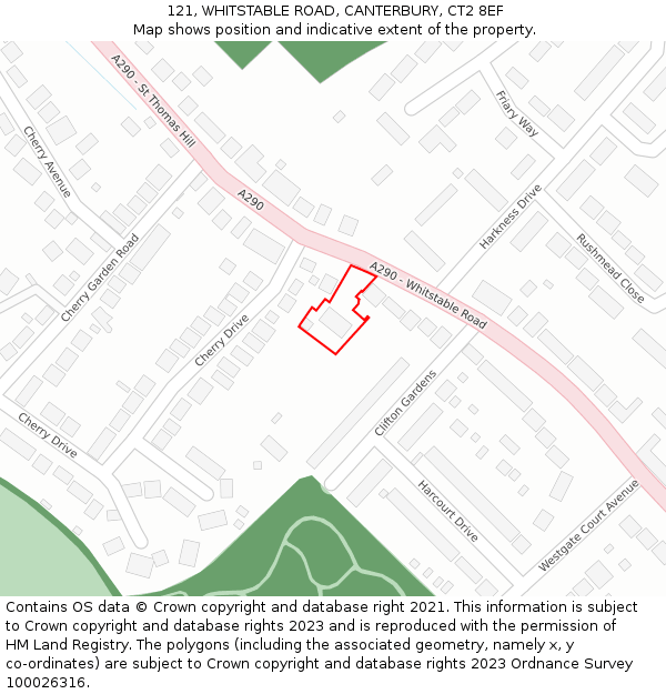 121, WHITSTABLE ROAD, CANTERBURY, CT2 8EF: Location map and indicative extent of plot