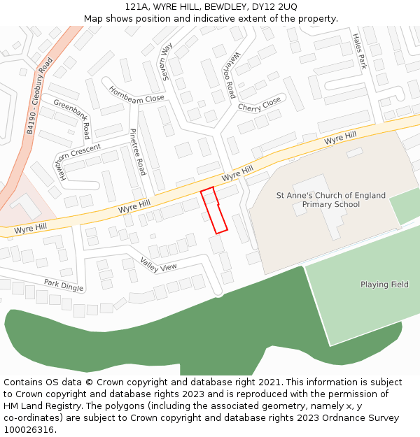 121A, WYRE HILL, BEWDLEY, DY12 2UQ: Location map and indicative extent of plot