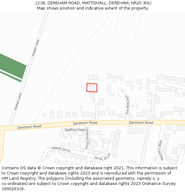 121B, DEREHAM ROAD, MATTISHALL, DEREHAM, NR20 3NU: Location map and indicative extent of plot